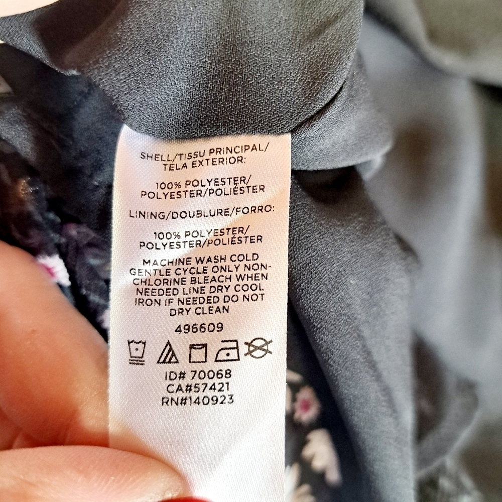 Loft Floral Tiered Chiffon‎ Metallic Dot Ruffle Neckline Flowy Blouse - Picture 8 of 9